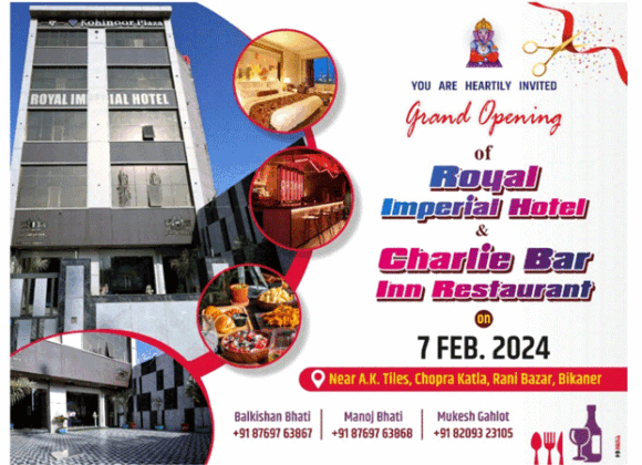 Royal Imperial Hotel and Charlie Bar inaugurated
