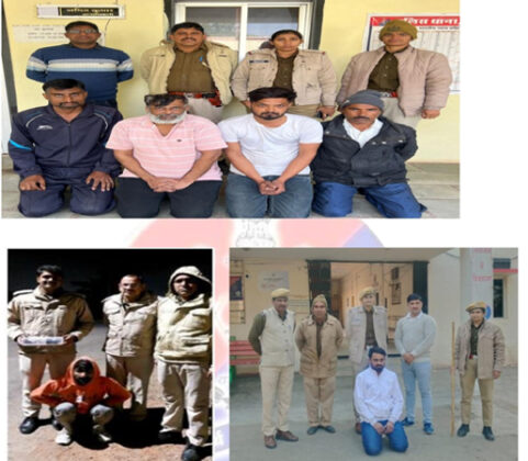 बीकानेर पुलिस ने अवैध मादक पदार्थों की तस्‍करी व खरीद फरोख्‍त करने वालों पर जिले भर में एक दिवस में हुई ताबड़तोड़ कार्यवाही